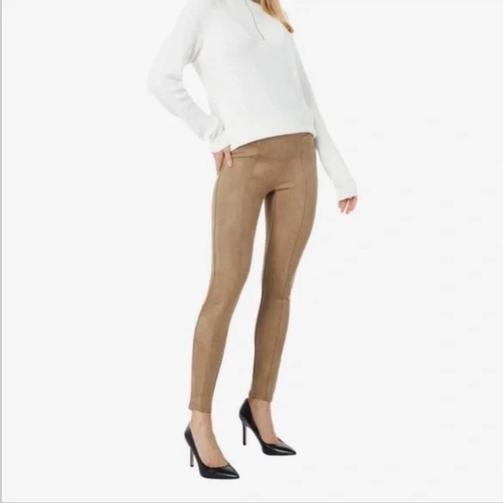SPANX FAUX SUEDE DRESSY LEGGINGS-CAMEL Sz M